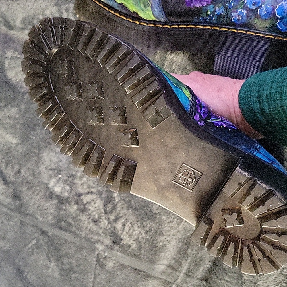 Handpainted Doc Marten Chelsea Platform Boots Sunflower Design One of a Kind! - Picture 15 of 16